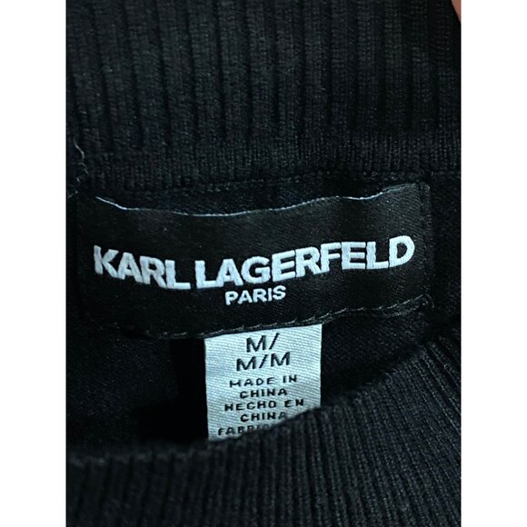 NWT Karl Lagerfeld Black Sequin "Bonjour" Sweater For Women Size M - Picture 10 of 10